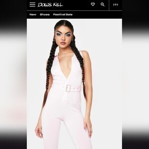 Nwot Dolls Kill Sold Out Pink Belted Jumpsuit